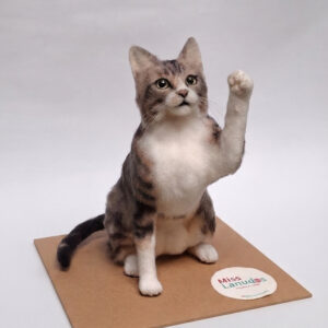 escultura de gato en felting peru misslanudos